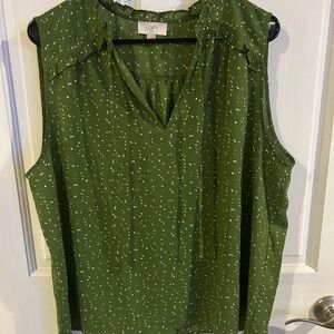 LOFT Olive Green Sleeveless Blouse